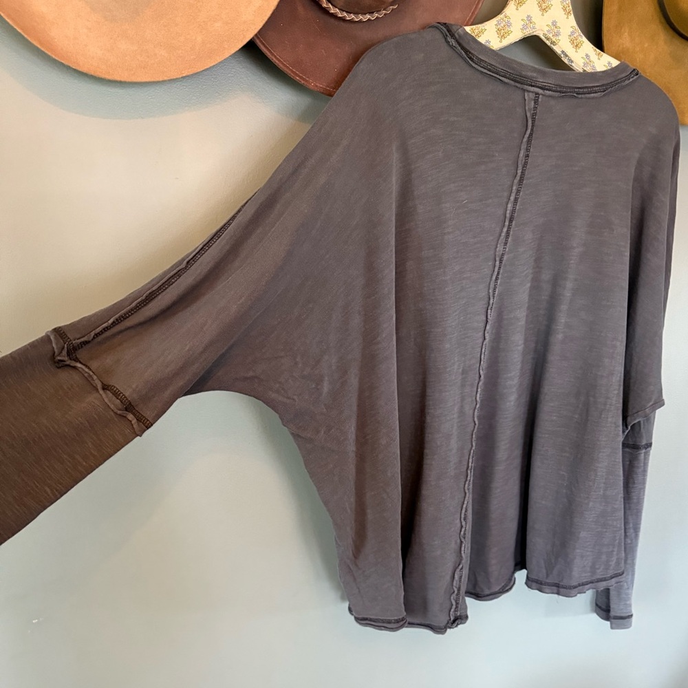 Free People Movement Ten Laps Asymmetric Long Sleeve Top Gray Sz large